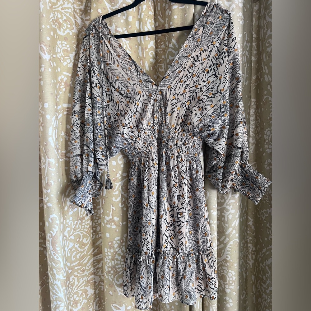 Lovestitch Black and Cream and Gold Patterned Dress